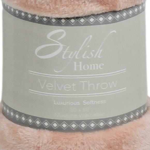 Stylish Home Velvet Throw Plush Lightweight Throw 50"X 60" Peach Frost - Picture 4 of 6